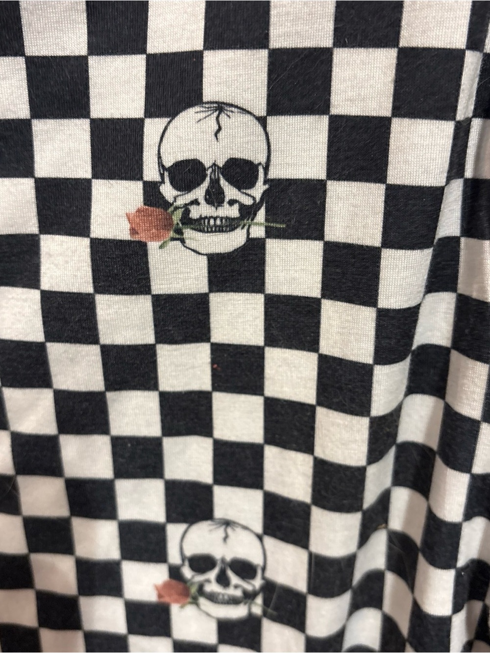 Checkerboard Skull Short-Sleeve Tee - Black/White - Picture 3 of 4